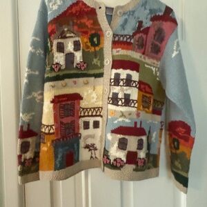 Susan Bristol Colorful Cardigan with Village Design